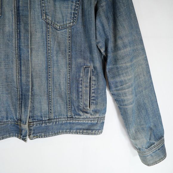 Calvin Klein Jeans Women's Collarless Denim Jacket Biker Trucker Style Size M - Picture 4 of 13